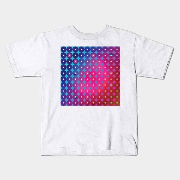 Abstract futuristic circles with white dots inside in blue, pink and red palette Kids T-Shirt by IngaDesign